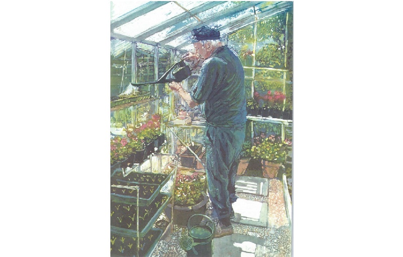 Man in Greenhouse